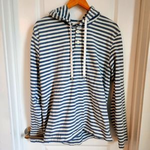 Outerknown - New Denim Project Hooded Henley - Large - Blue/White Stripe